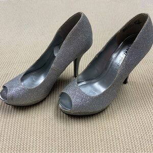 Sparkly Silver Stiletto Heels